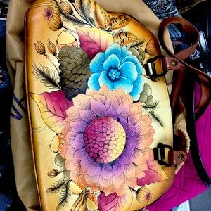 Hand painted leather purse